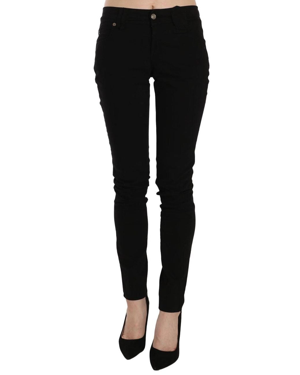 John Galliano Black Mid Waist Slim Fit Skinny Denim Casual Pants Jeans