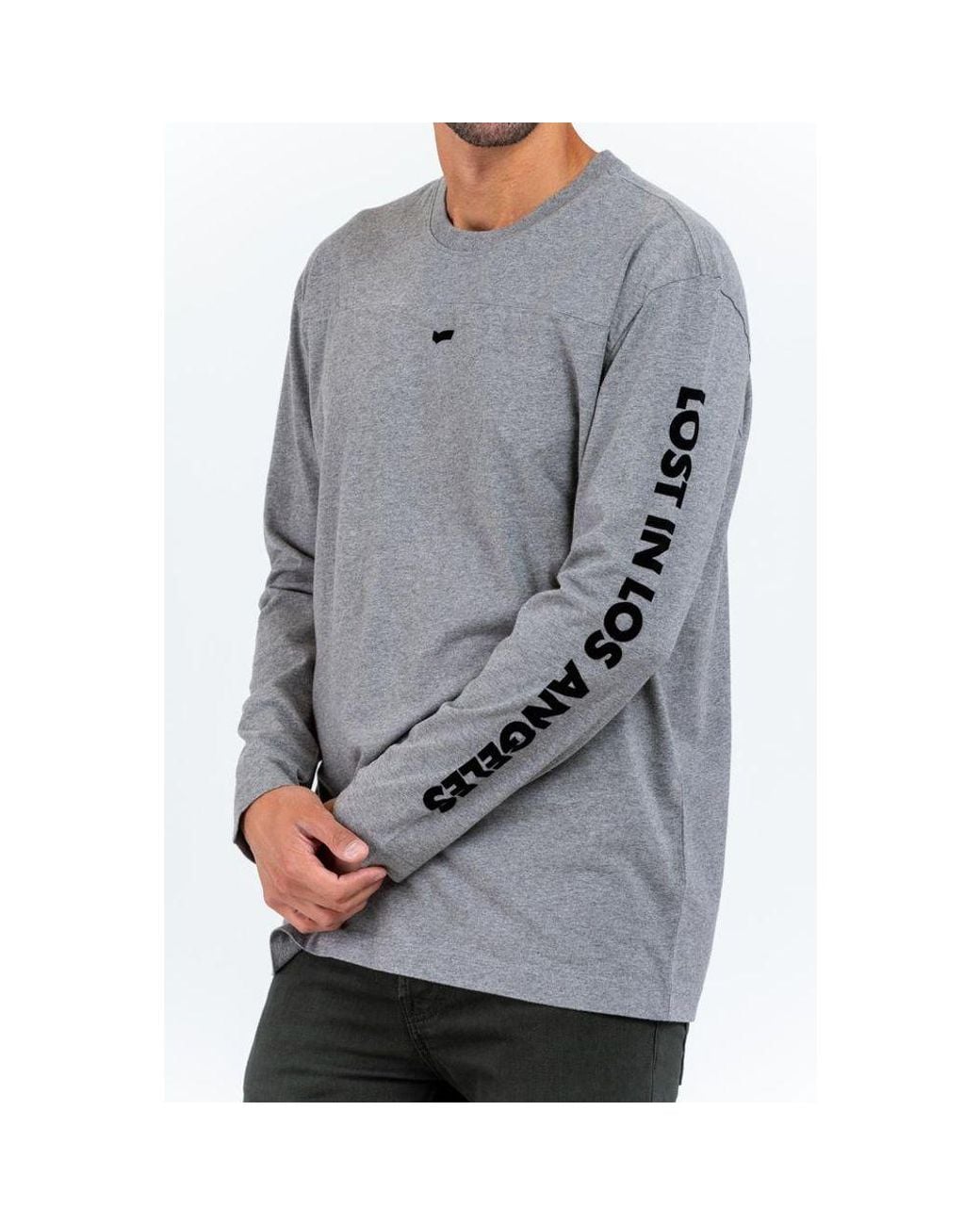 Gas Gray Cotton Long Sleeve T for men