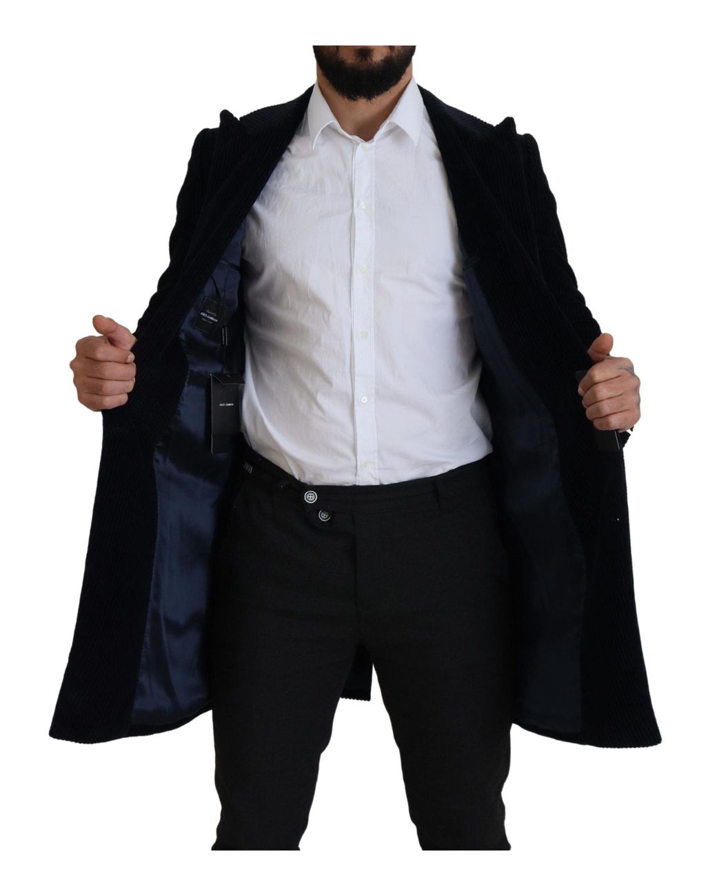 Dolce & Gabbana Black Cotton Cardigan Long Coat Men Jacket for men