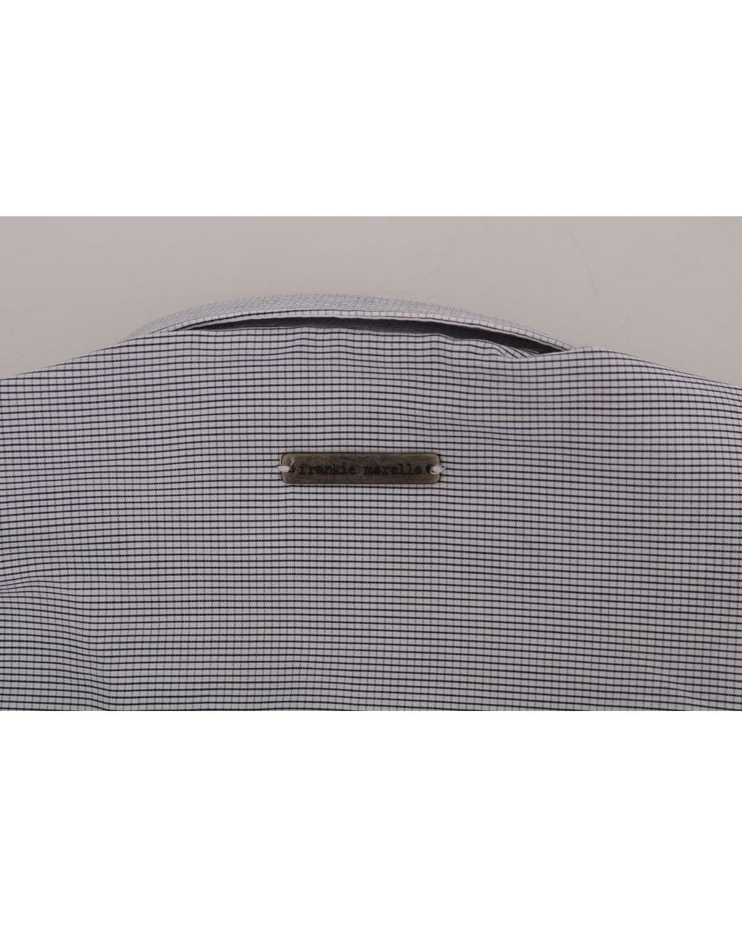 Frankie Morello Gray Check Regular Fit Shirt Blue Tsh1399 for men