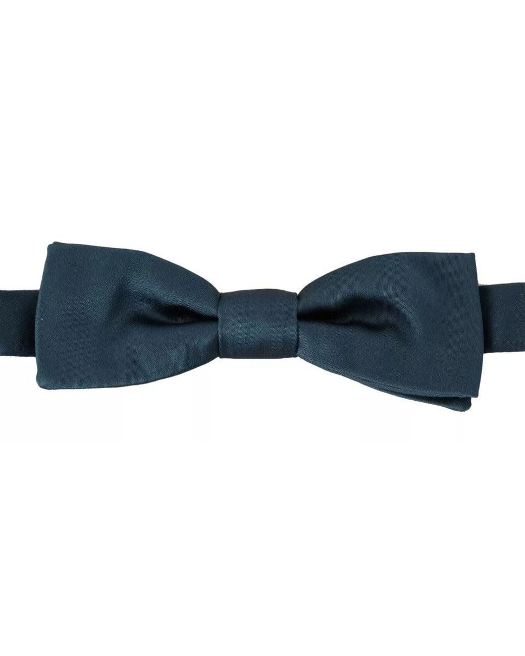 Dolce & Gabbana Black 100% Silk Adjustable Neck Bow Tie for men