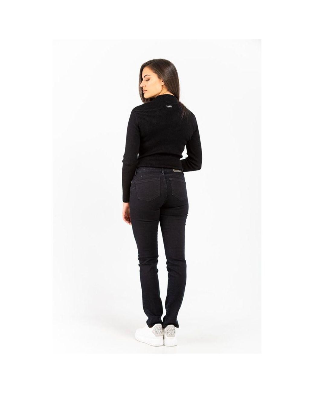 Gas Black Cotton Slim Fit Jeans