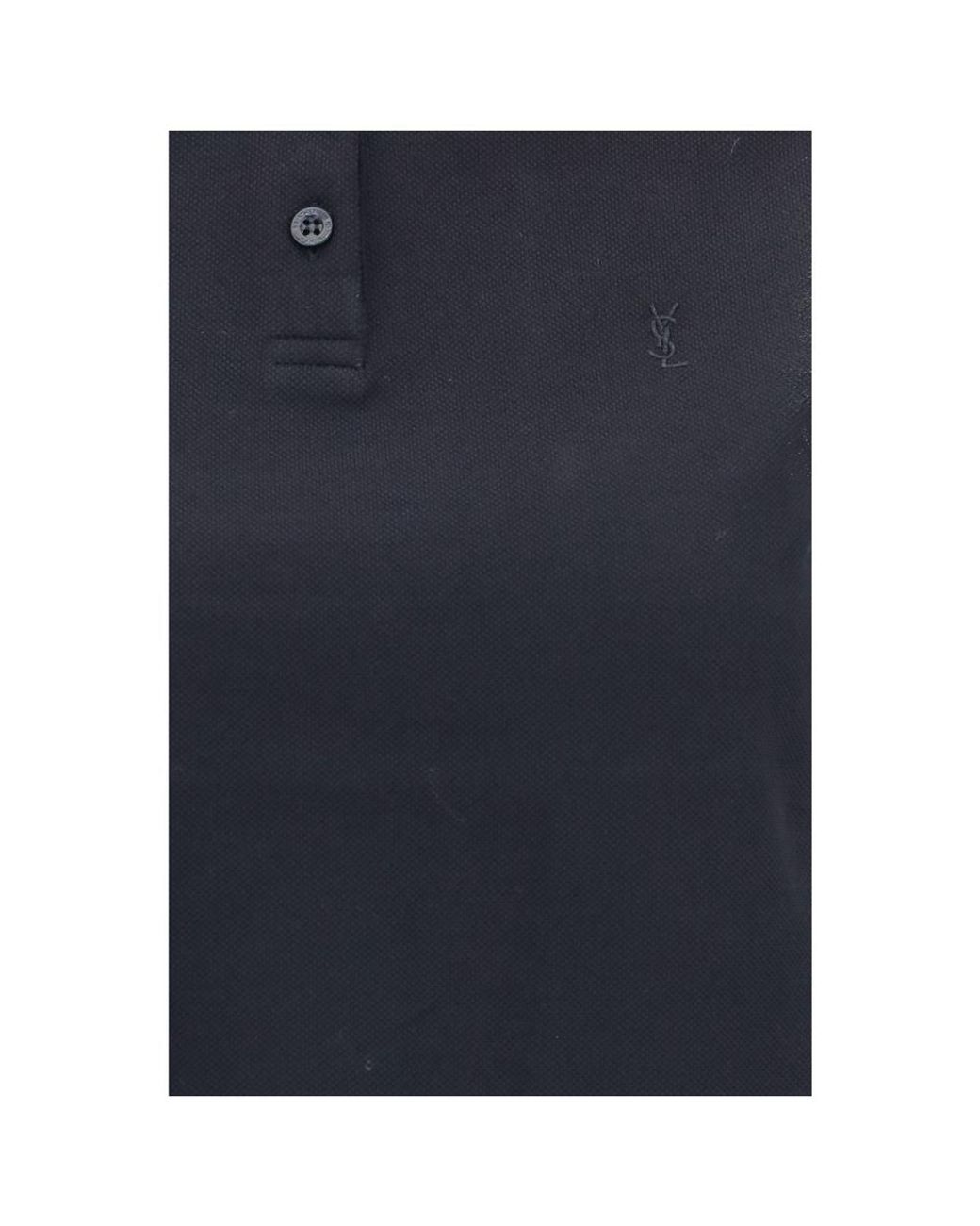 Saint Laurent Blue Black Recycled Cotton Polo Shirt