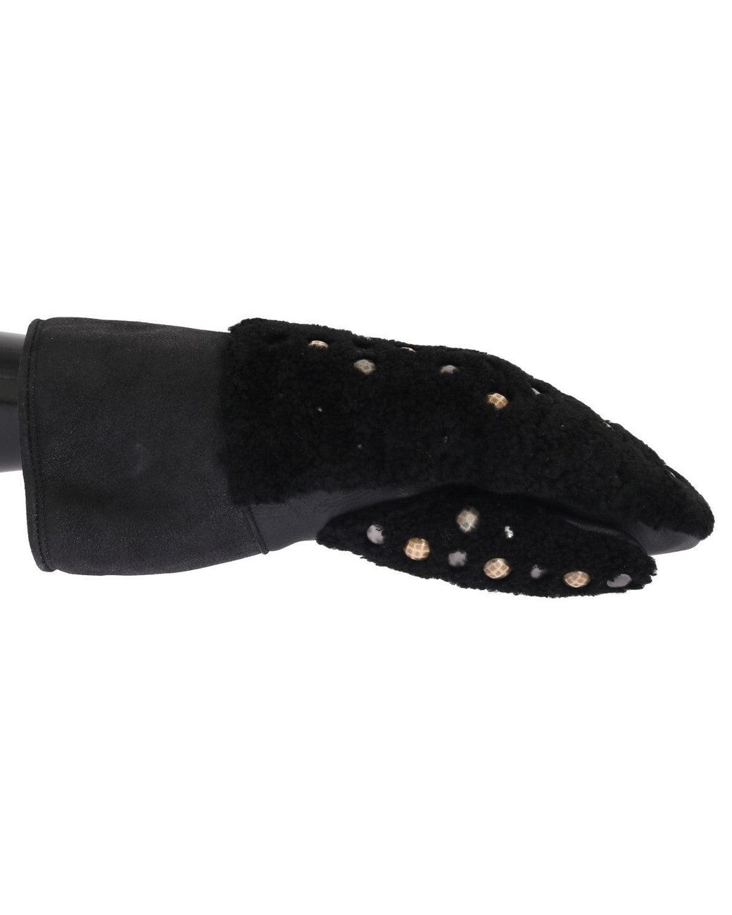 Dolce & Gabbana Black Shearling Studded Gloves for men