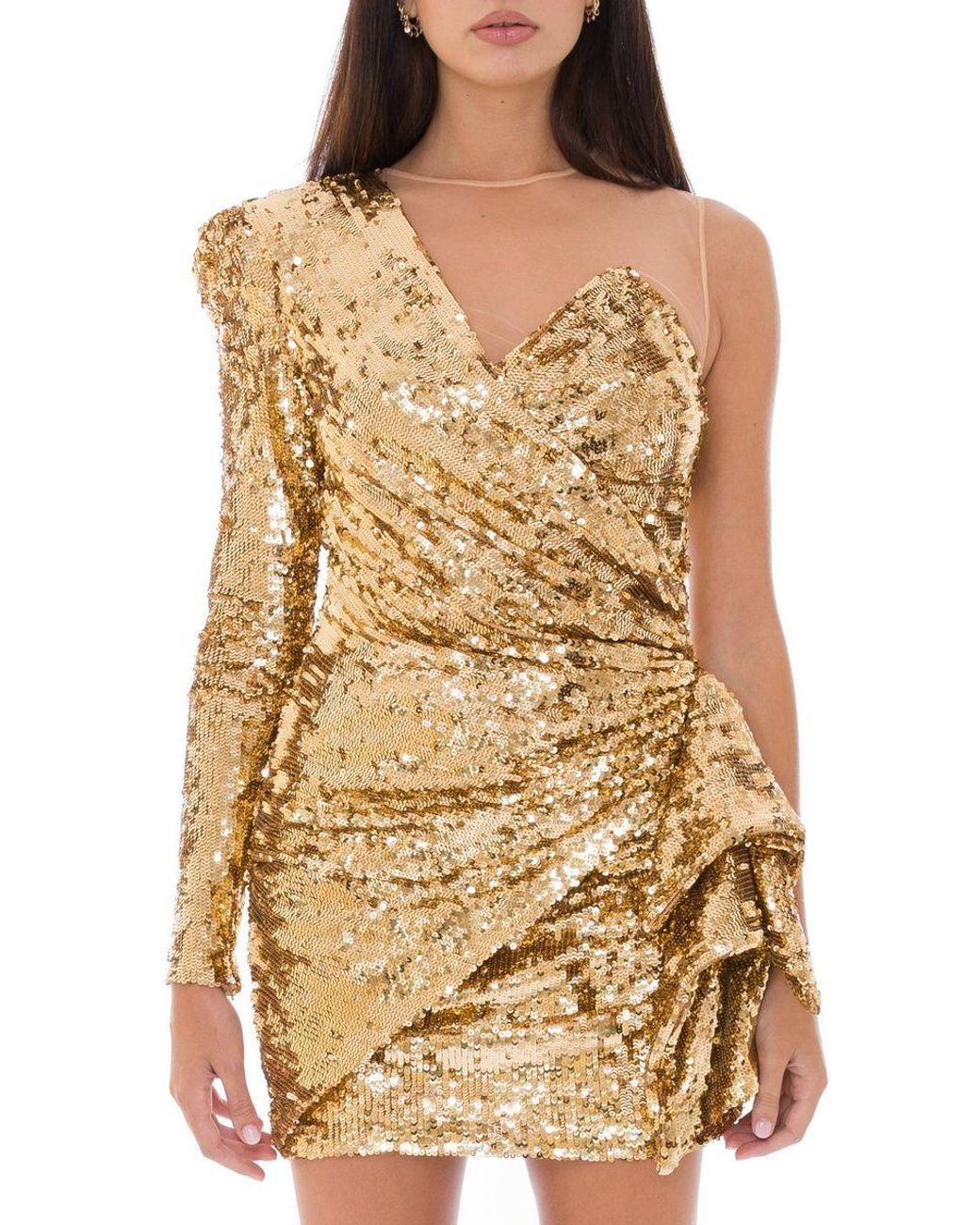 Elisabetta Franchi Yellow Glistening Gold Sequin Evening Dress