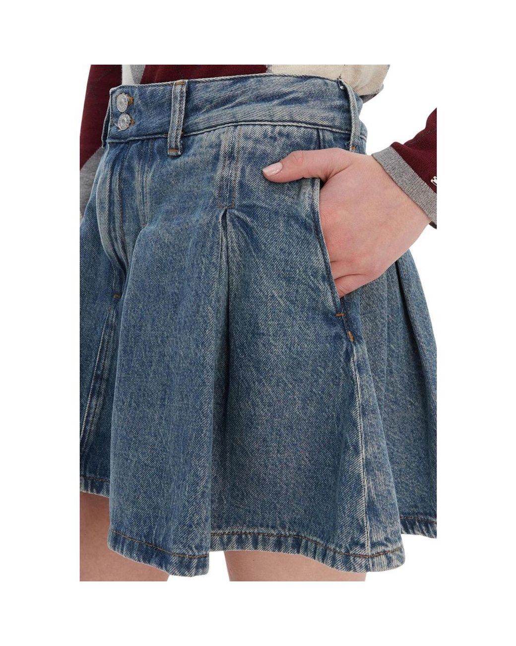 Tommy Hilfiger Blue Recycled Cotton Mini Skirt