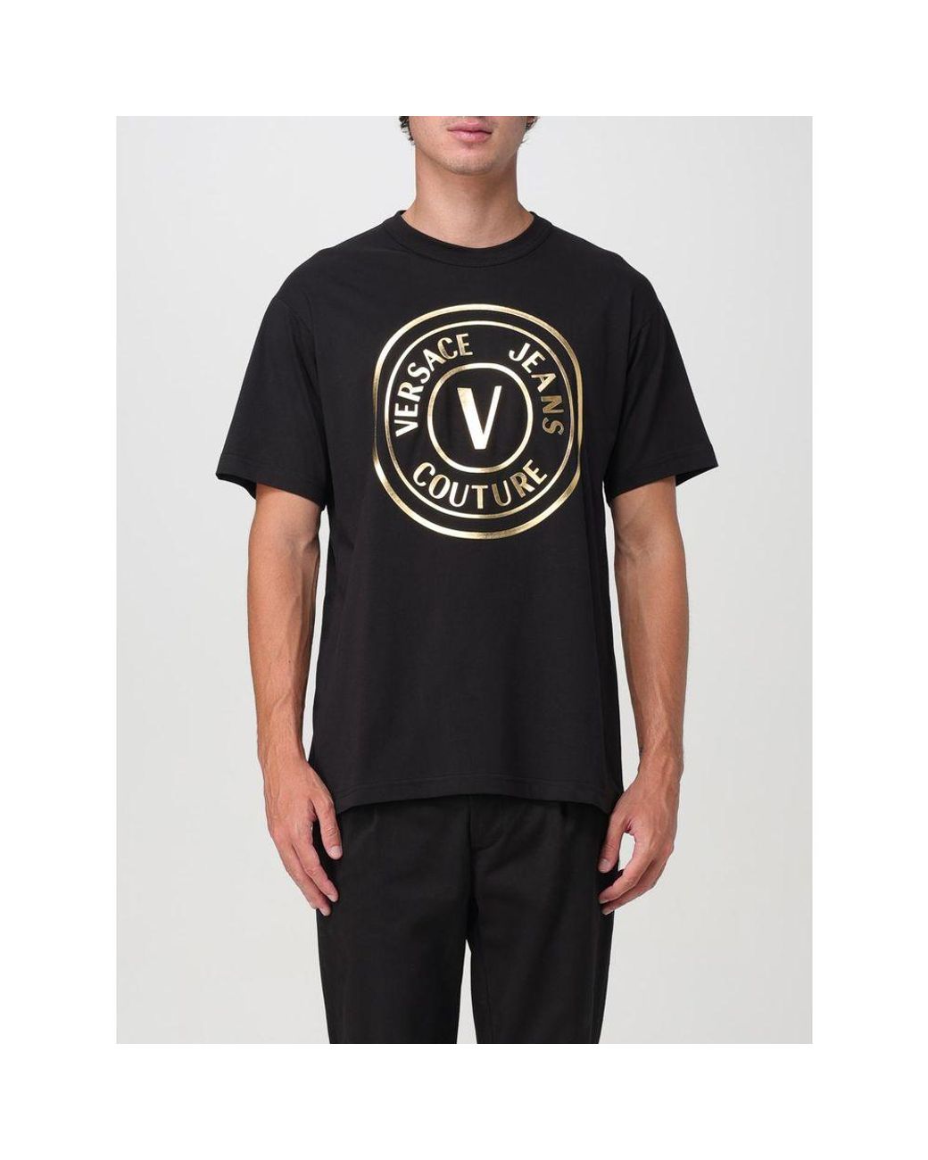 Versace Jeans Black Cotton T-Shirt for men