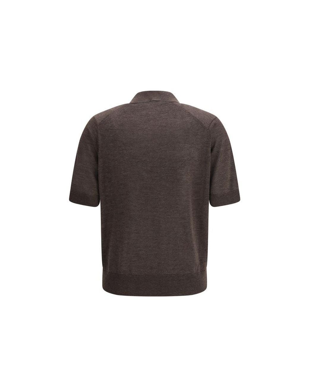 Loulou de Saison Gray Brown Cashmere Polo Shirt