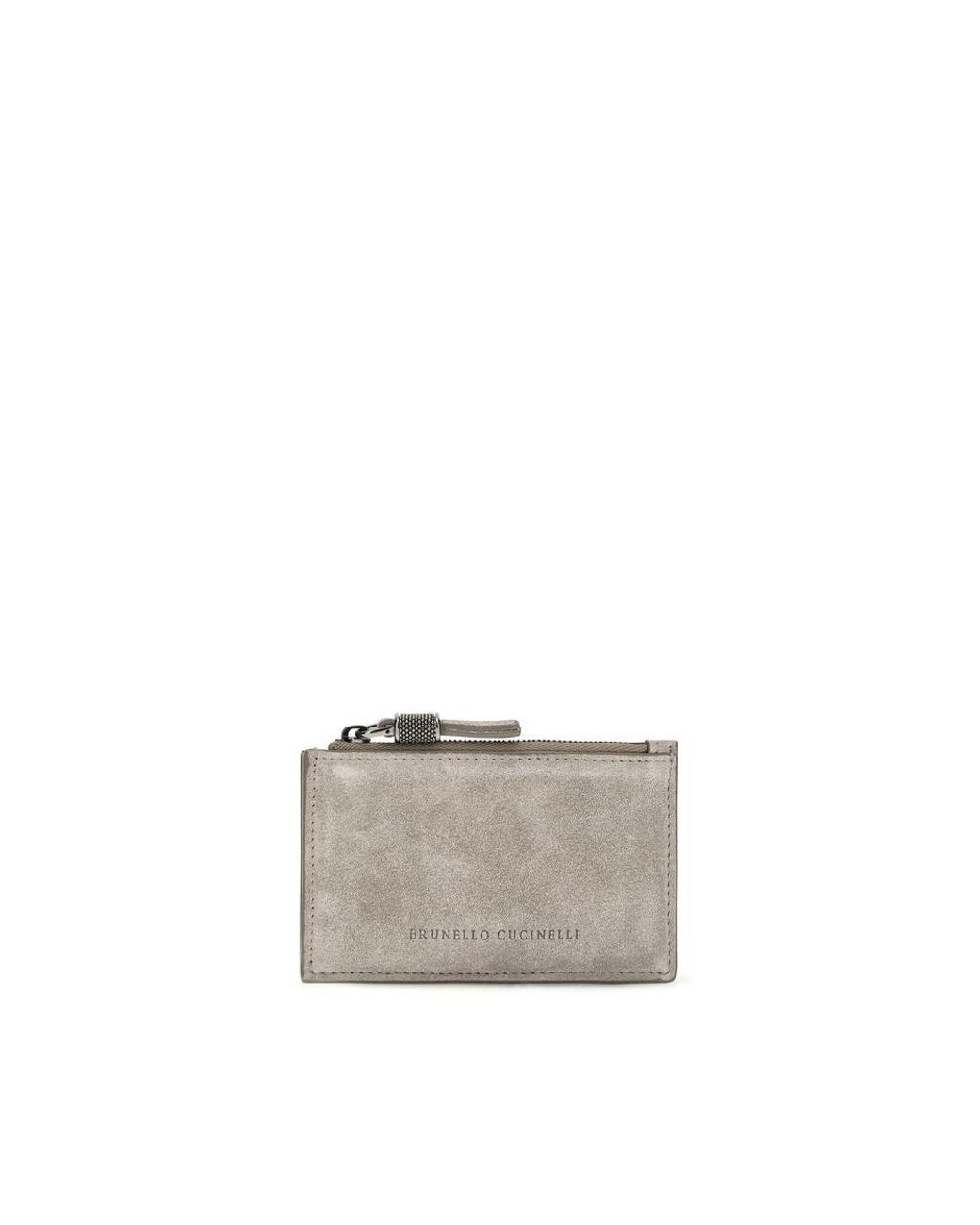 Brunello Cucinelli Gray Calf Leather Bos Taurus Wallet