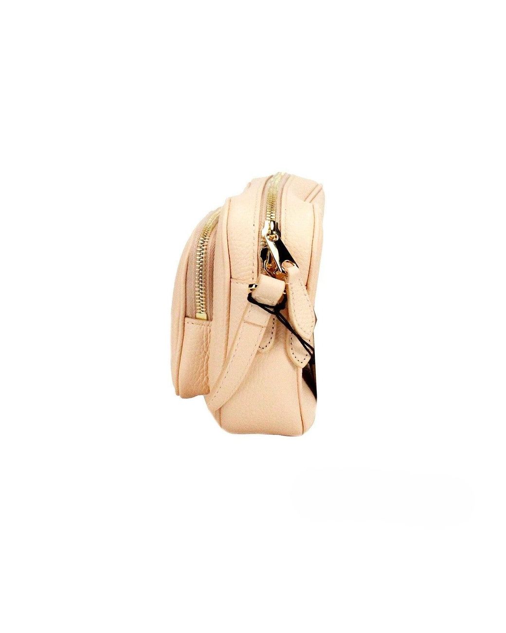 Burberry Natural Small Branded Peach Pink Grainy Leather Camera Crossbody Bag
