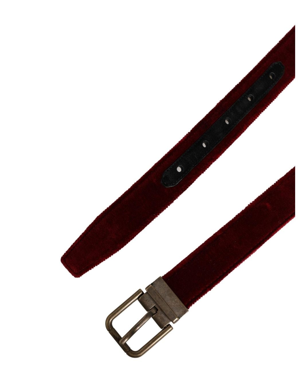 Dolce & Gabbana Red Velvet Cotton Metal Buckle Belt Calf for men