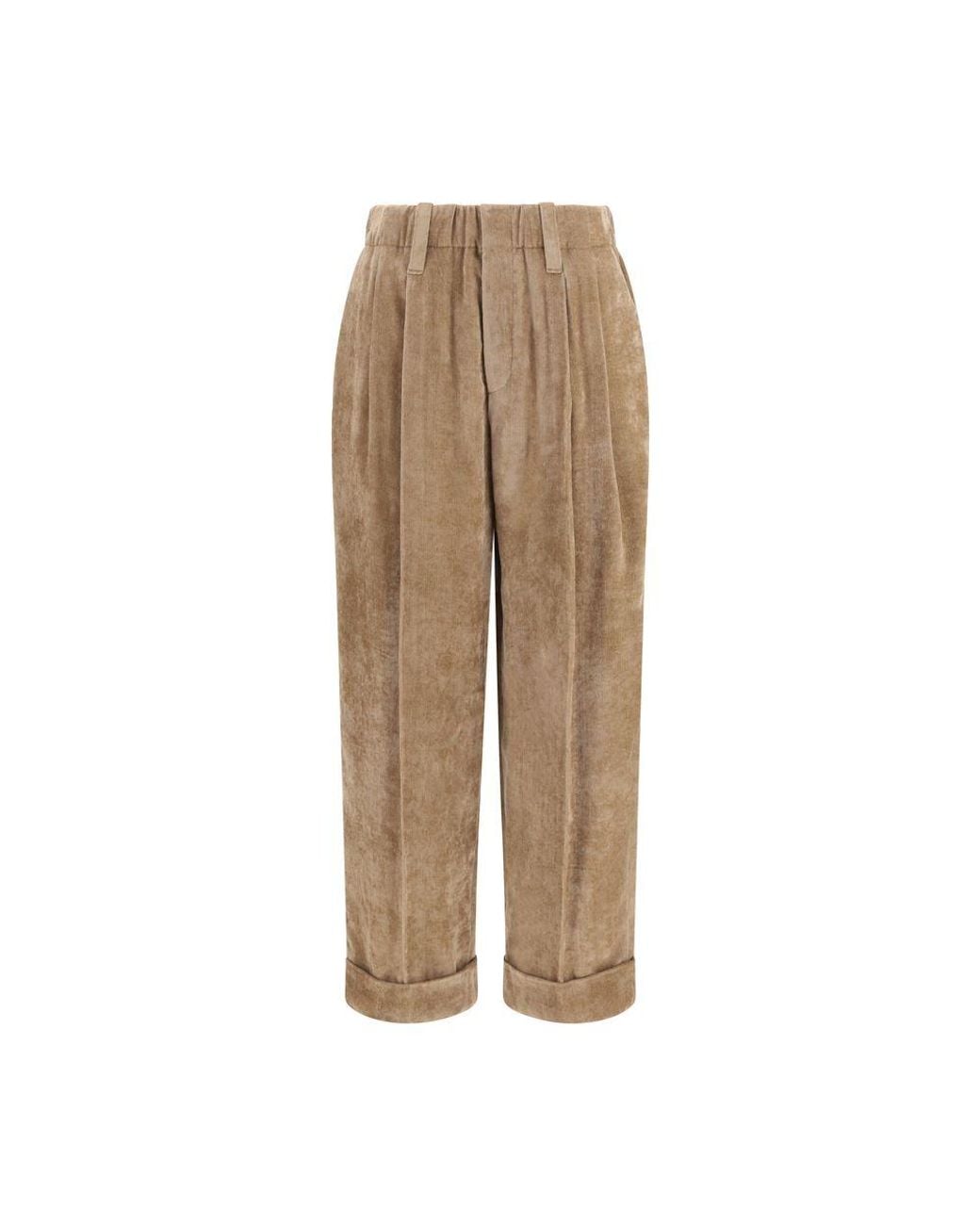 Brunello Cucinelli Natural Brown Viscose Casual Pants