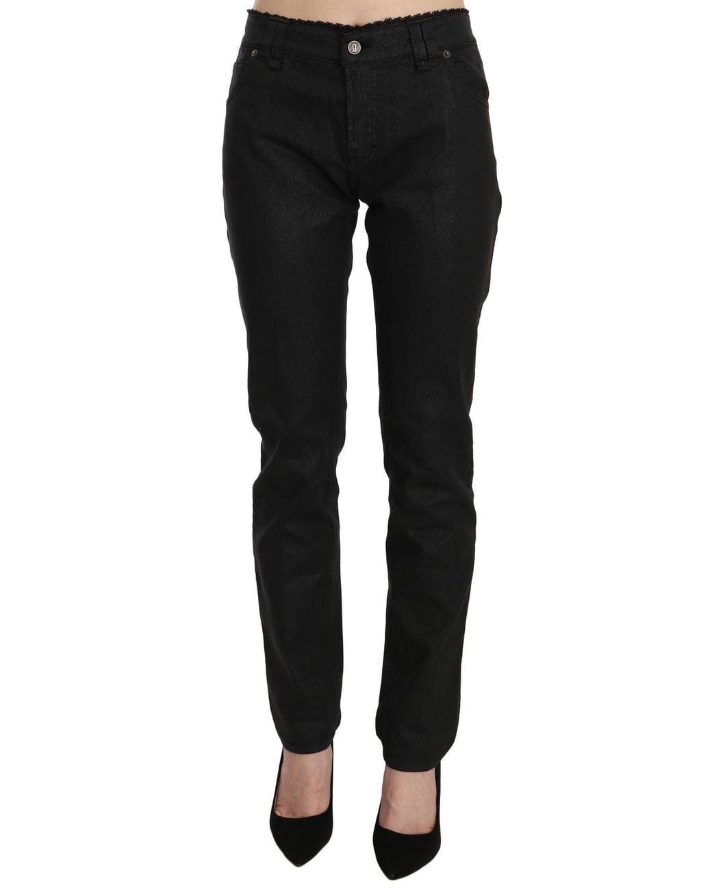 John Galliano Black Mid Waist Skinny Cotton Casual Denim Jeans