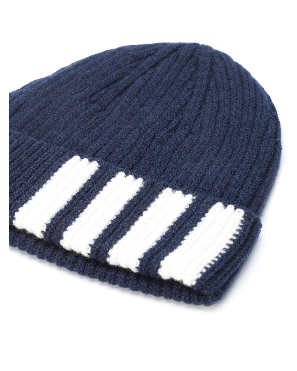 Thom Browne Blue Cashmere 4 Bar Rib Hat for men
