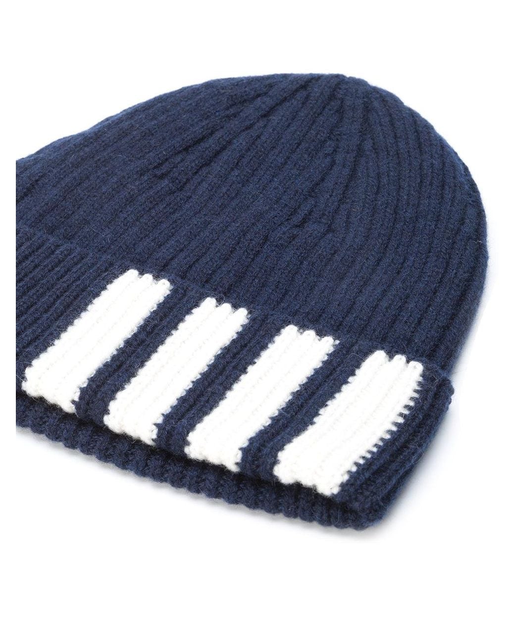 Thom Browne Blue Cashmere 4 Bar Rib Hat for men