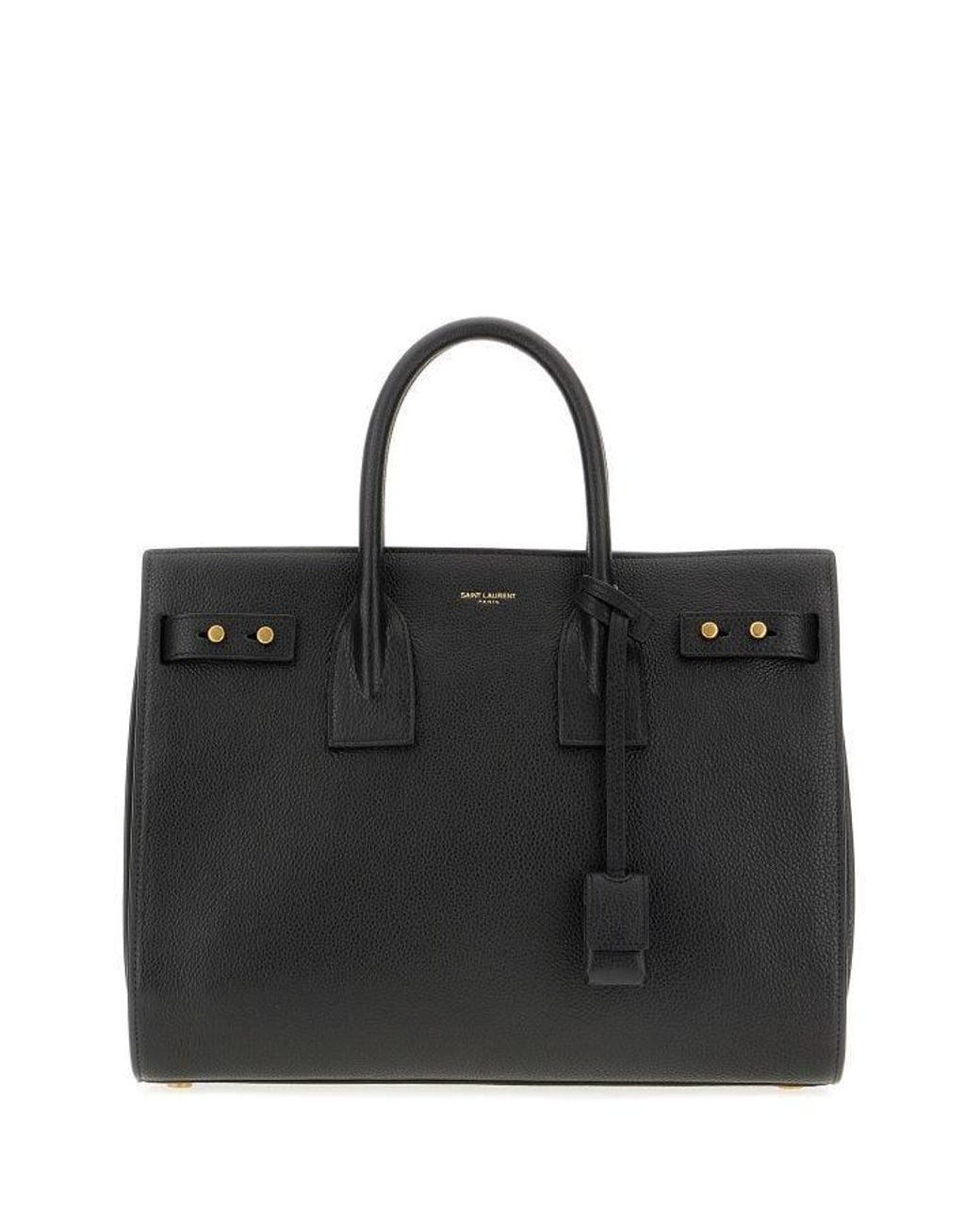 Saint Laurent Black Calf Leather Sac De Jour Handbag