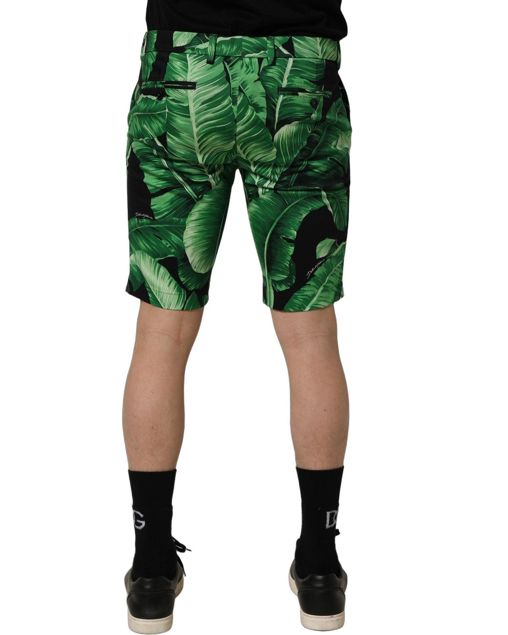 Dolce & Gabbana Green Banana Leaf Bermuda Shorts Cotton Elastane for men