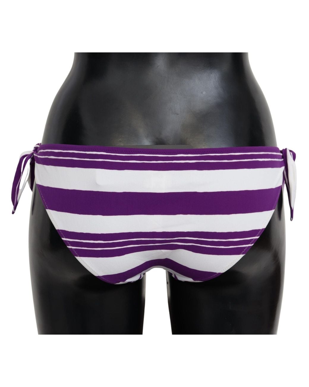 Dolce & Gabbana Black Chic Striped Bikini Bottom