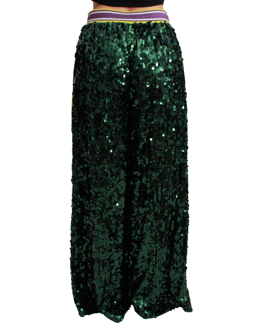 Dolce & Gabbana Green Sequin Trousers Queens Angel Pants