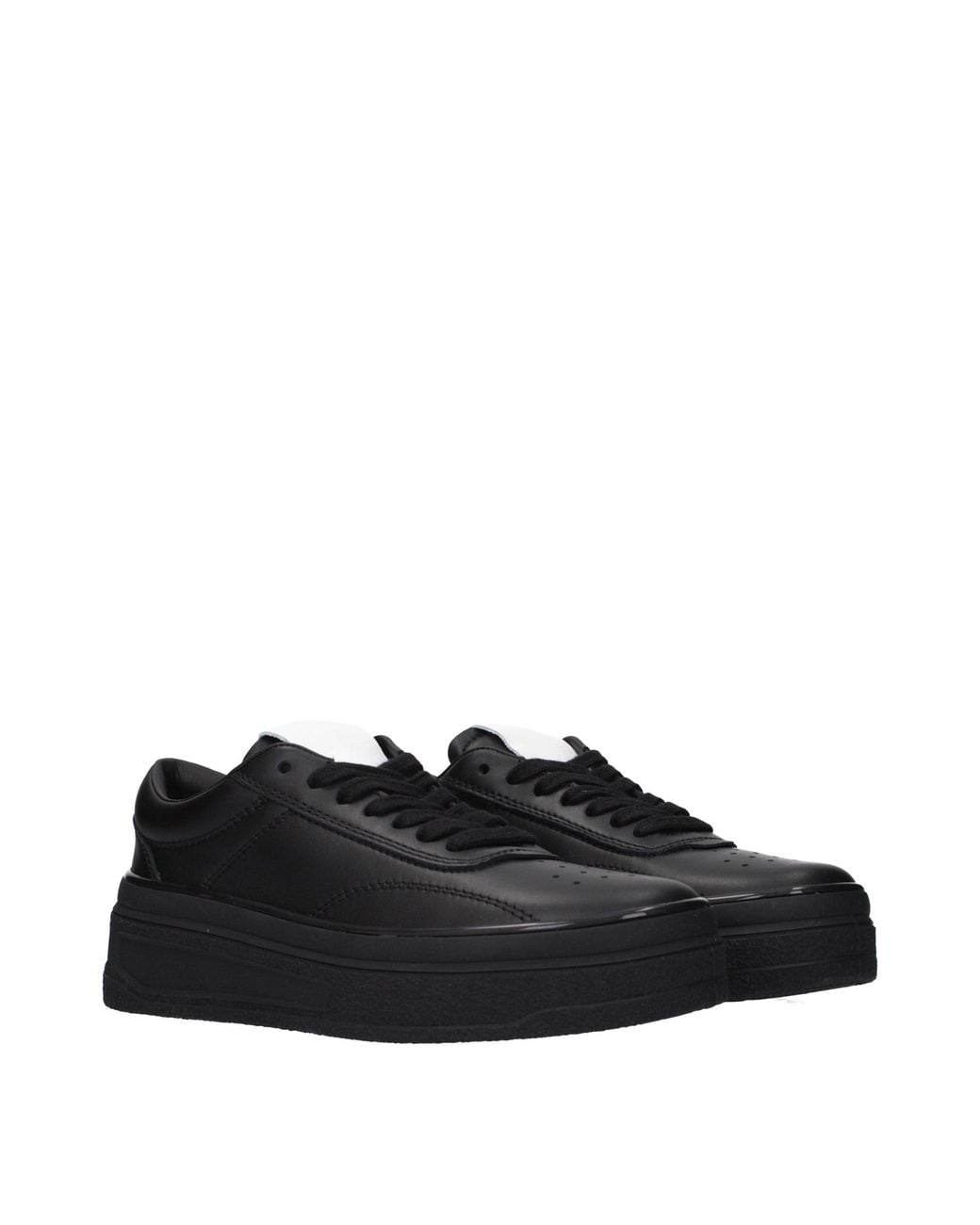Jil Sander Black Leather Platform Sneakers