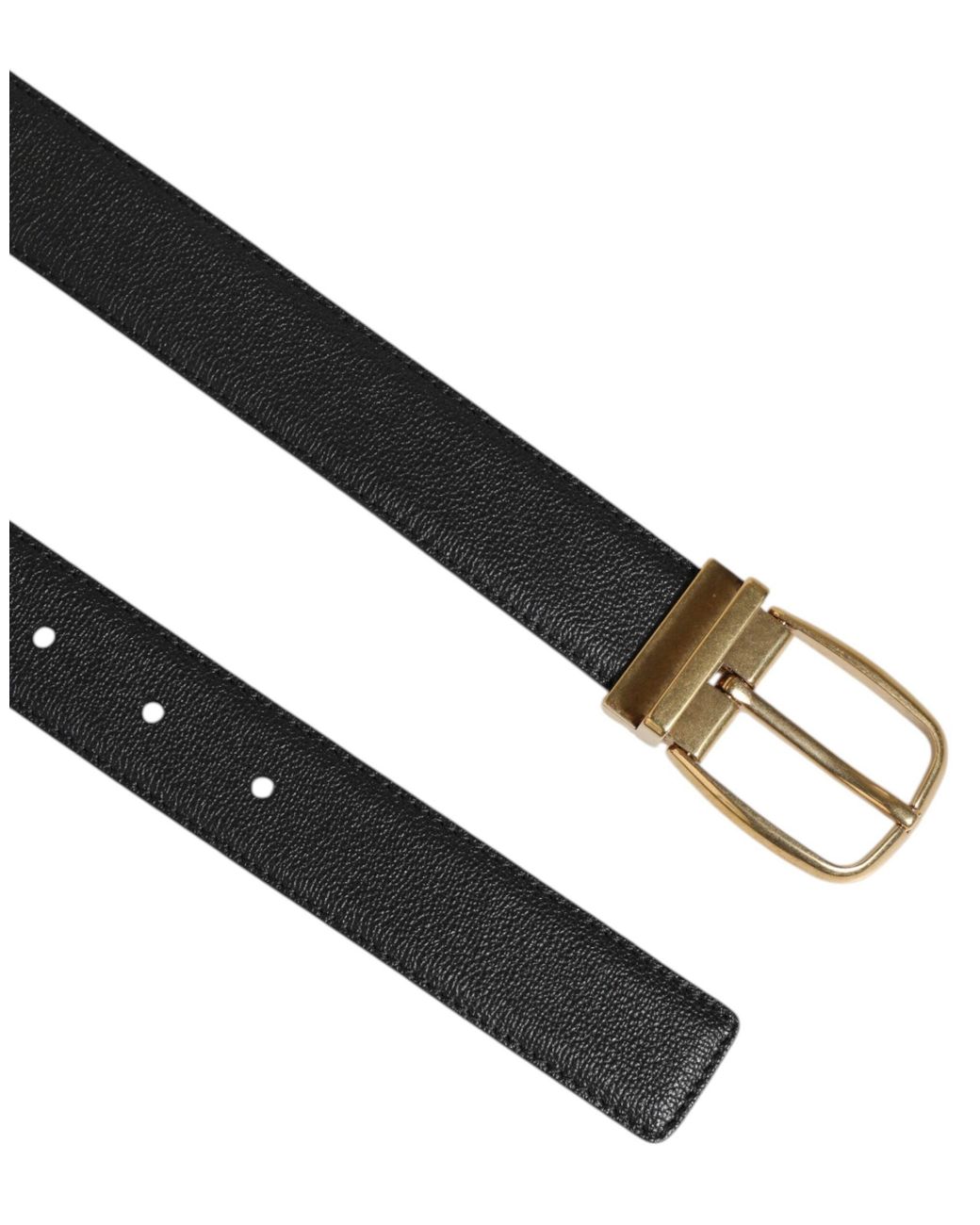 Dolce & Gabbana Black Leather Belt Buckle for men