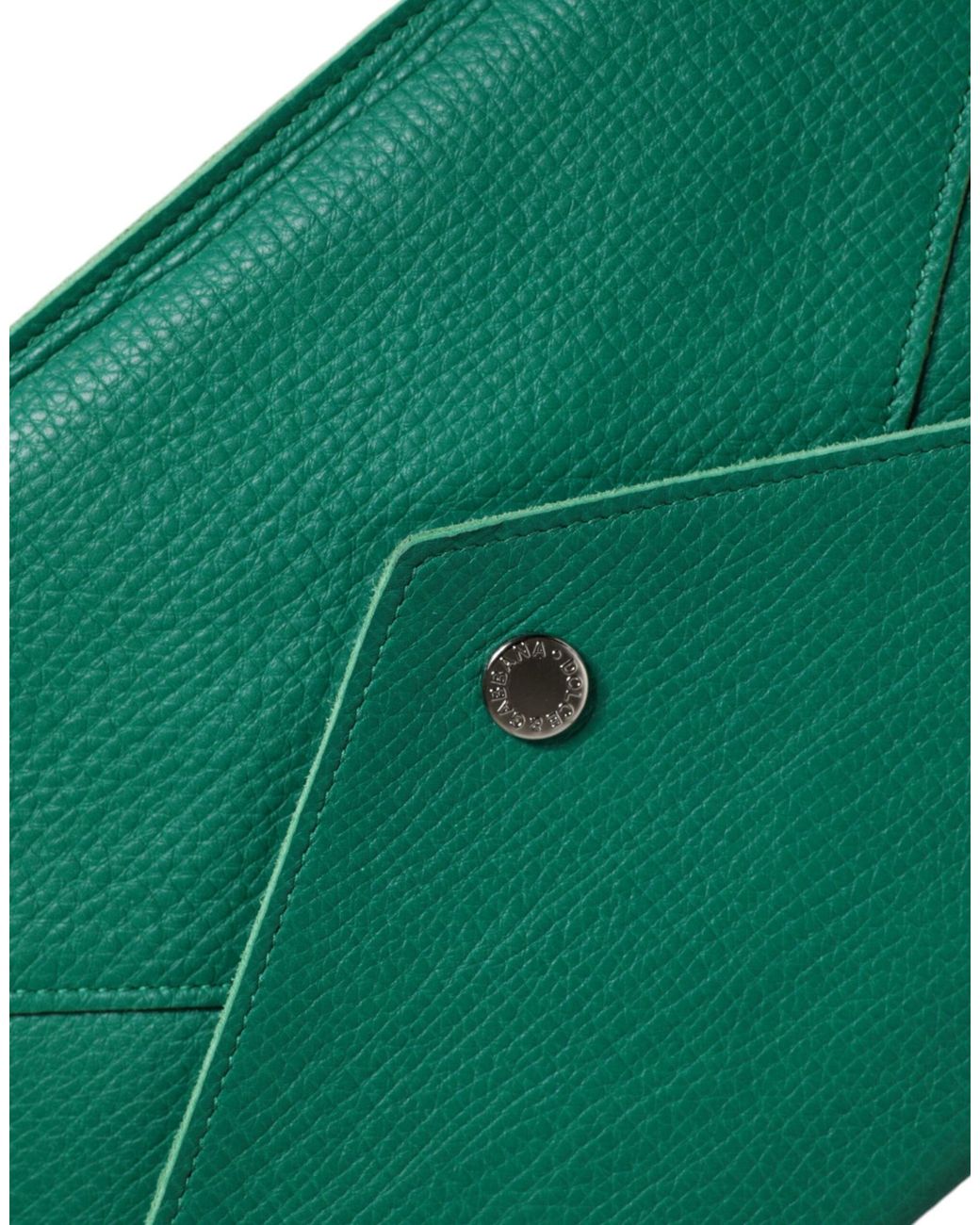 Dolce & Gabbana Green Leather Handbag Clutch Mini Purse Pouch Tablet Case