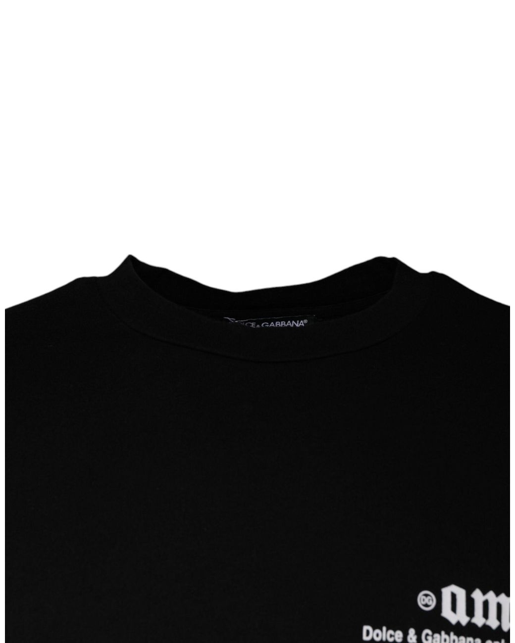 Dolce & Gabbana Black Amore Print Cotton Crew Neck T-Shirt for men