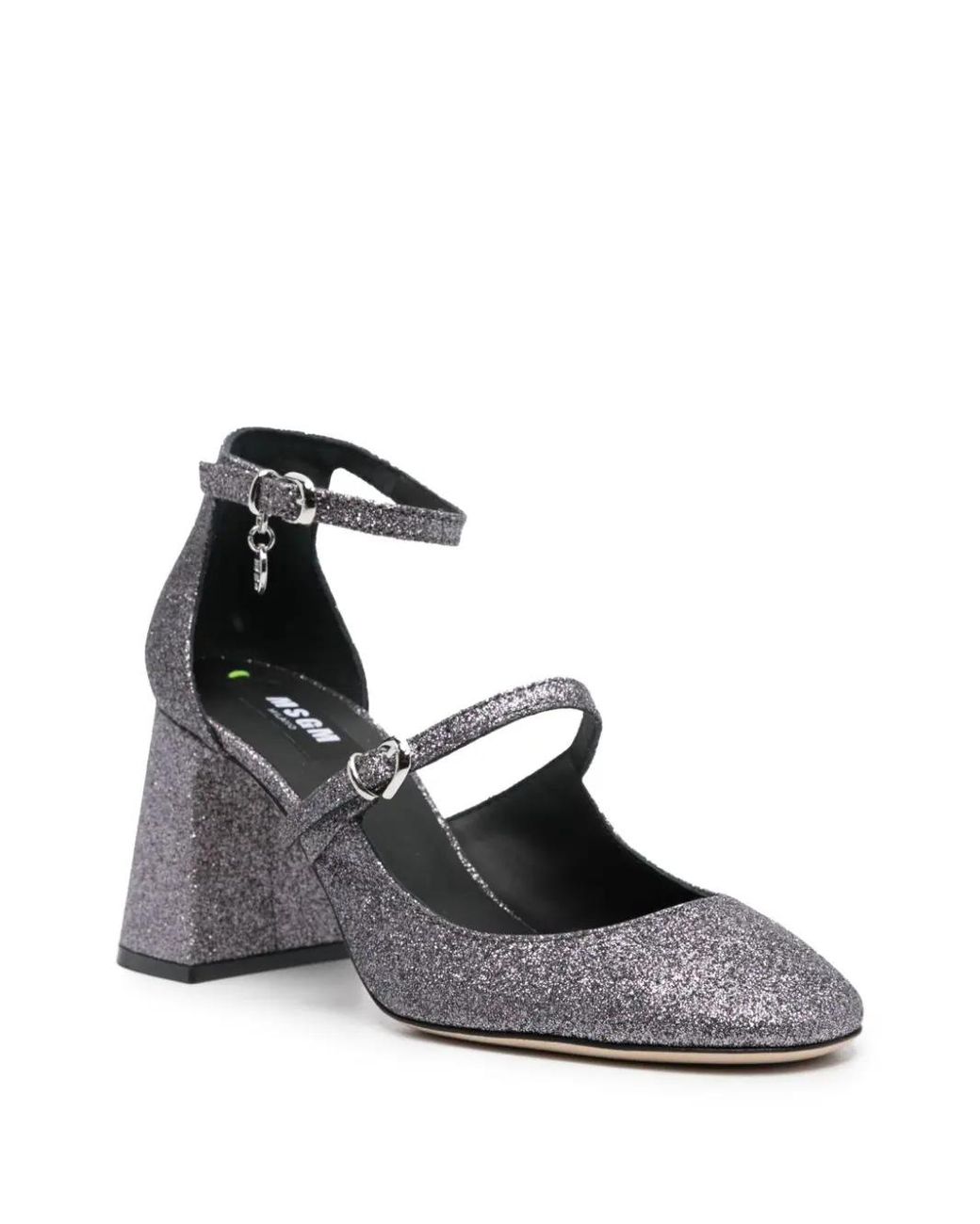 MSGM White Logo-Charm 90Mm Glitter Pumps