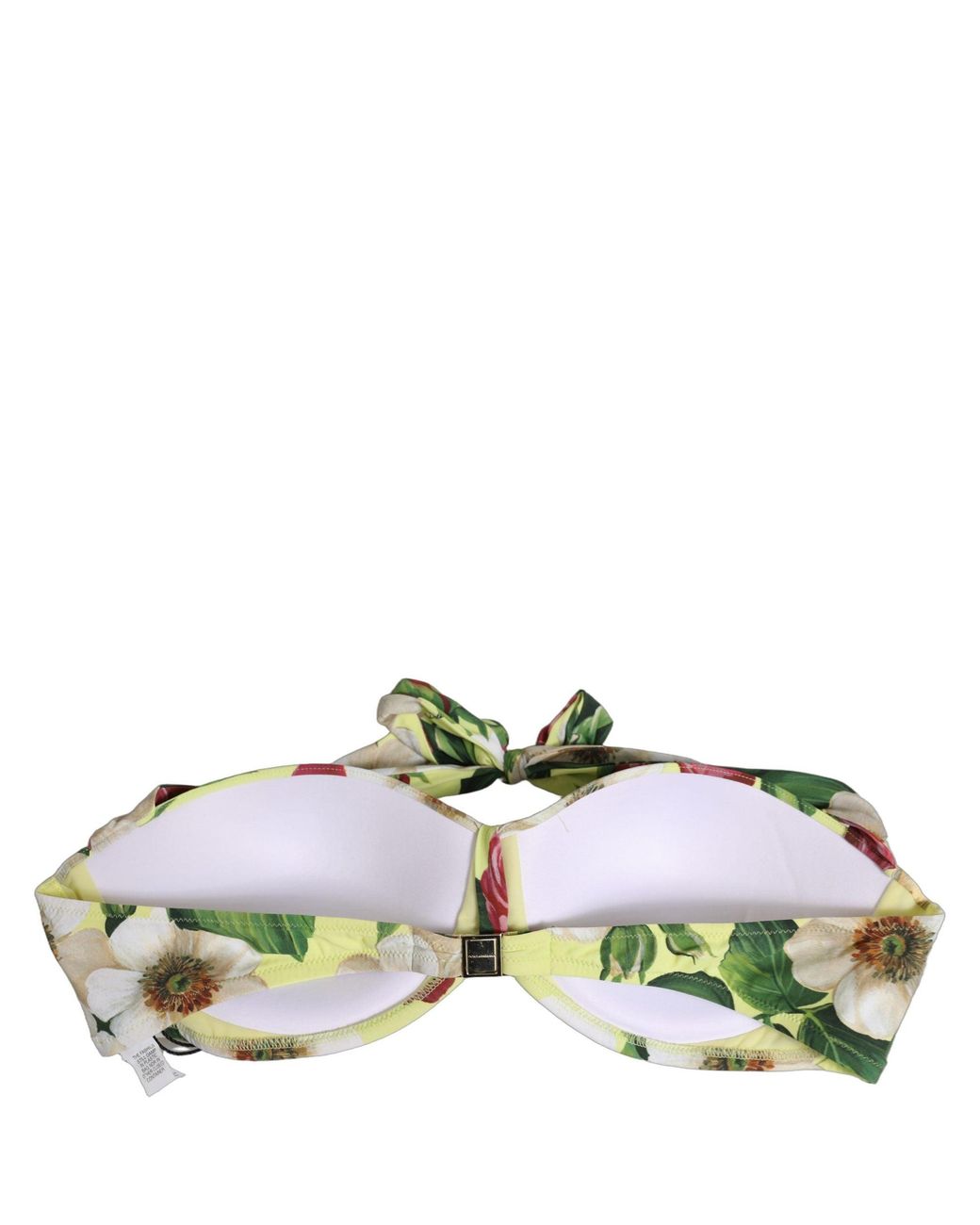 Dolce & Gabbana Green Floral Halter Nylon Beachwear Bikini Top Elastane