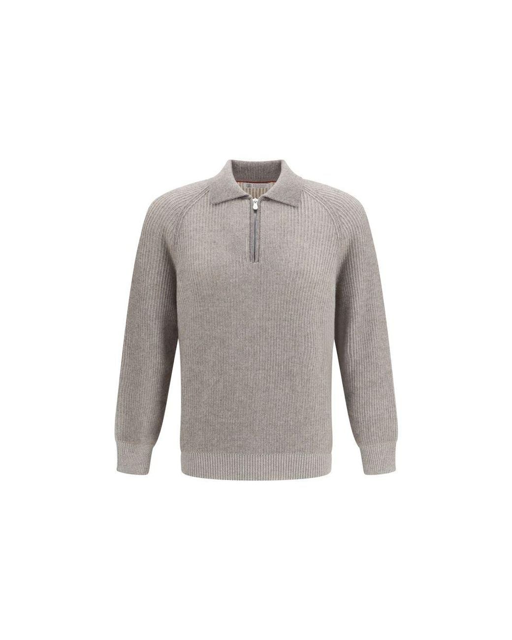 Brunello Cucinelli Gray Cashmere Sweater for men
