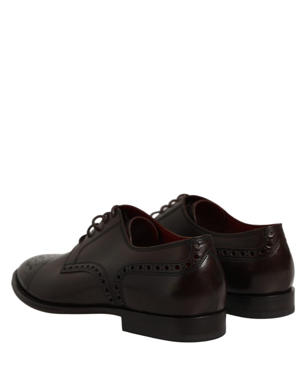 Dolce & Gabbana Black Maroon Calfskin Leather Derby Men Dress Shoes for men