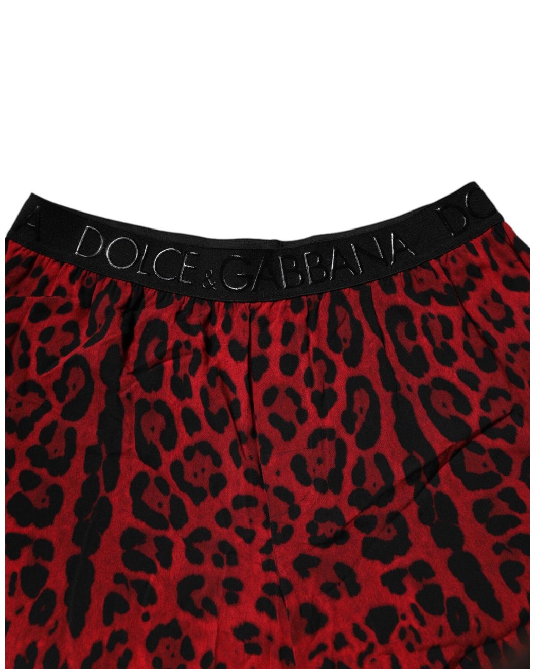 Dolce & Gabbana Red Leopard Print Casual Shorts for men