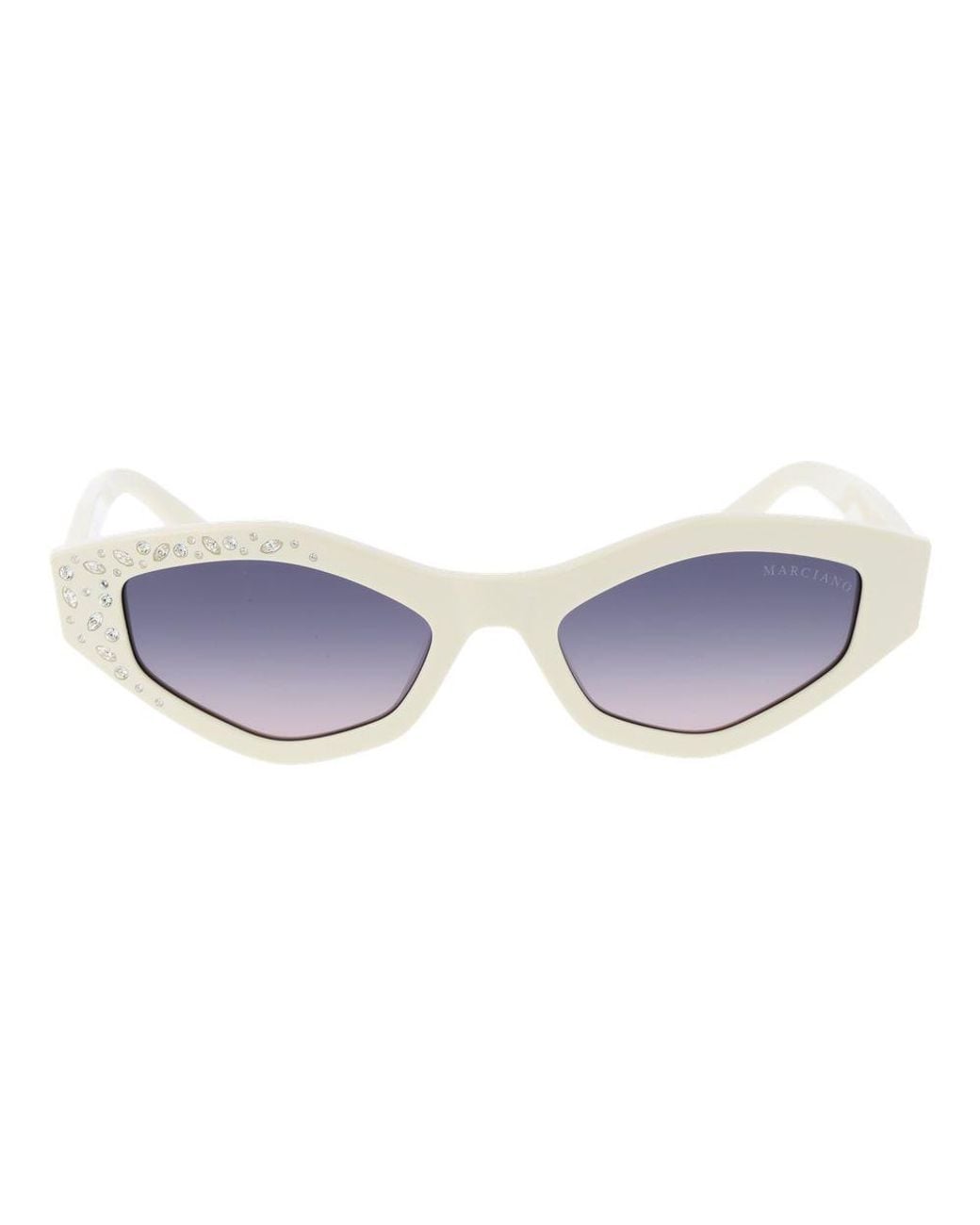 MARCIANO BY GUESS Metallic White Plastic Sunglasses