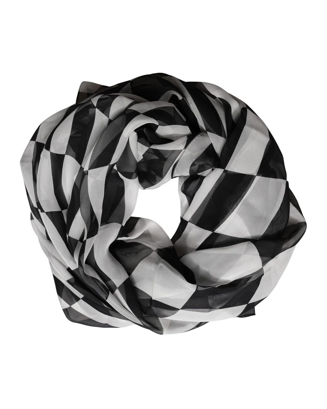 Dolce & Gabbana Black Checkered Silk Foulard Scarf