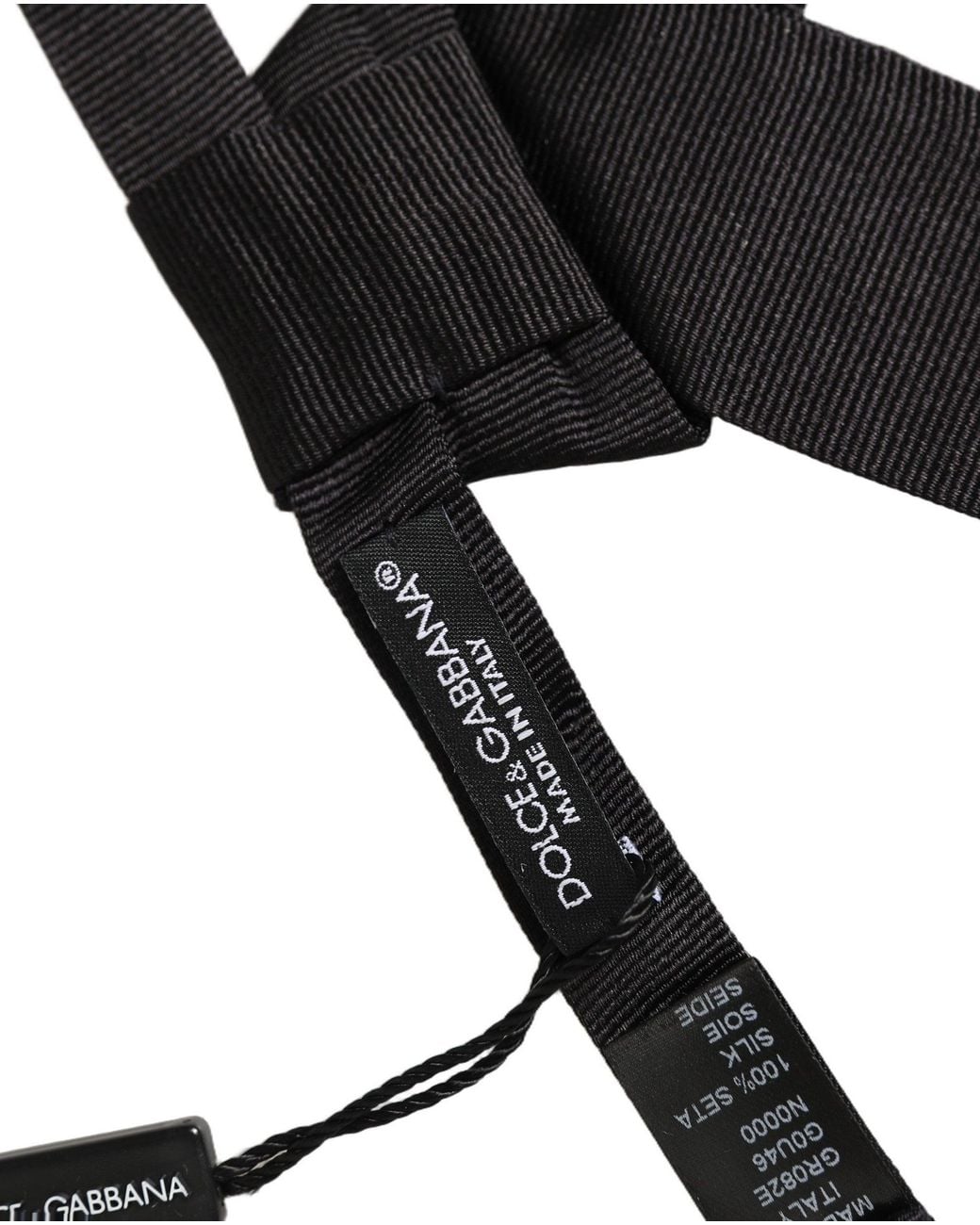 Dolce & Gabbana Black Silk Adjustable Neck Papillon Bow Tie for men