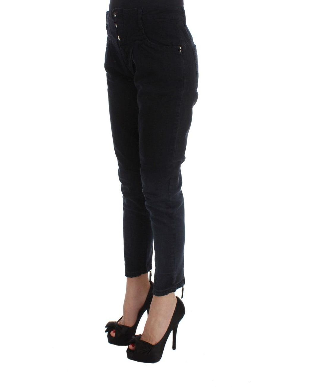 CoSTUME NATIONAL Black Cotton Slim Fit Cropped Jeans