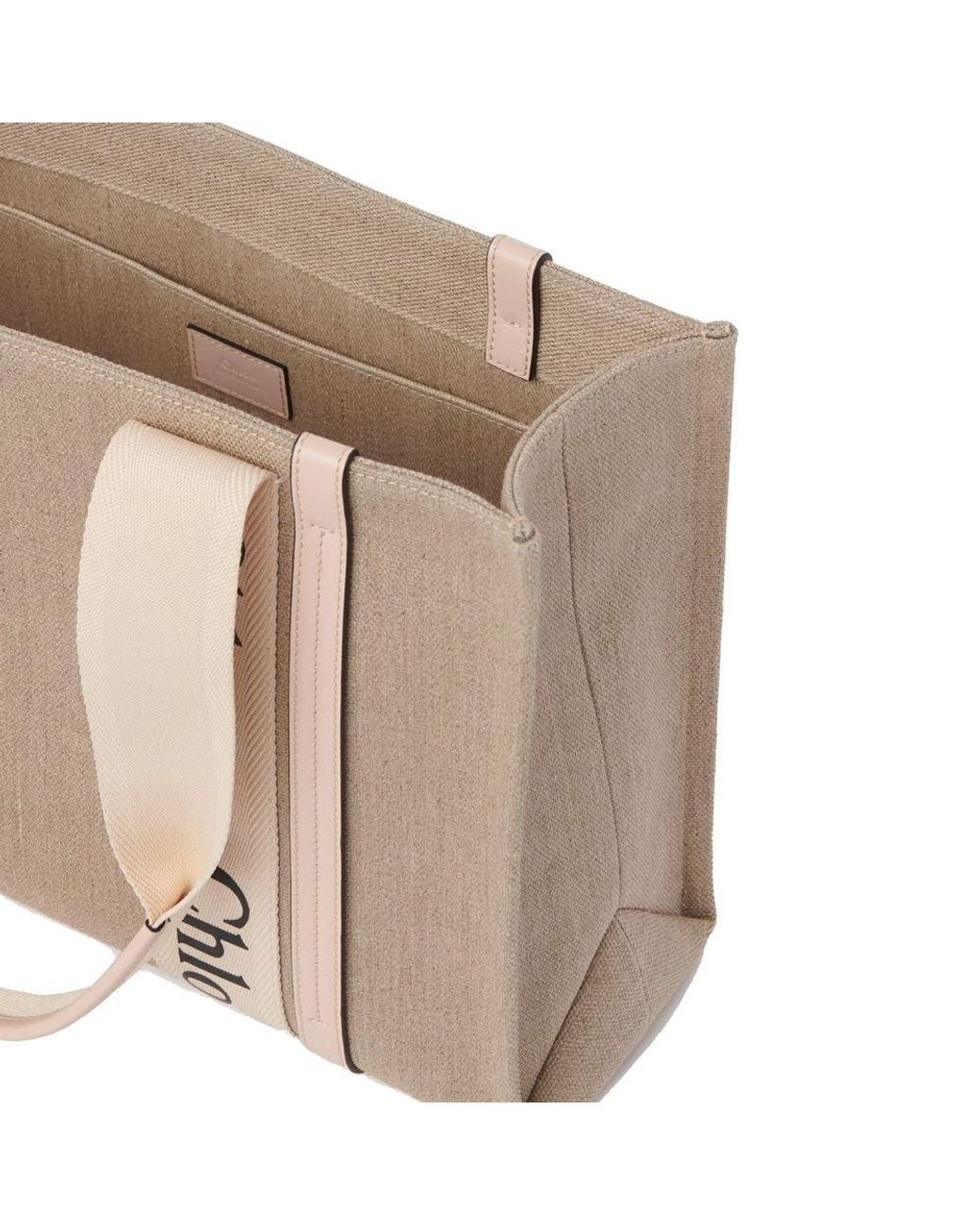 Chloé Natural Beige Linen Tote Bag