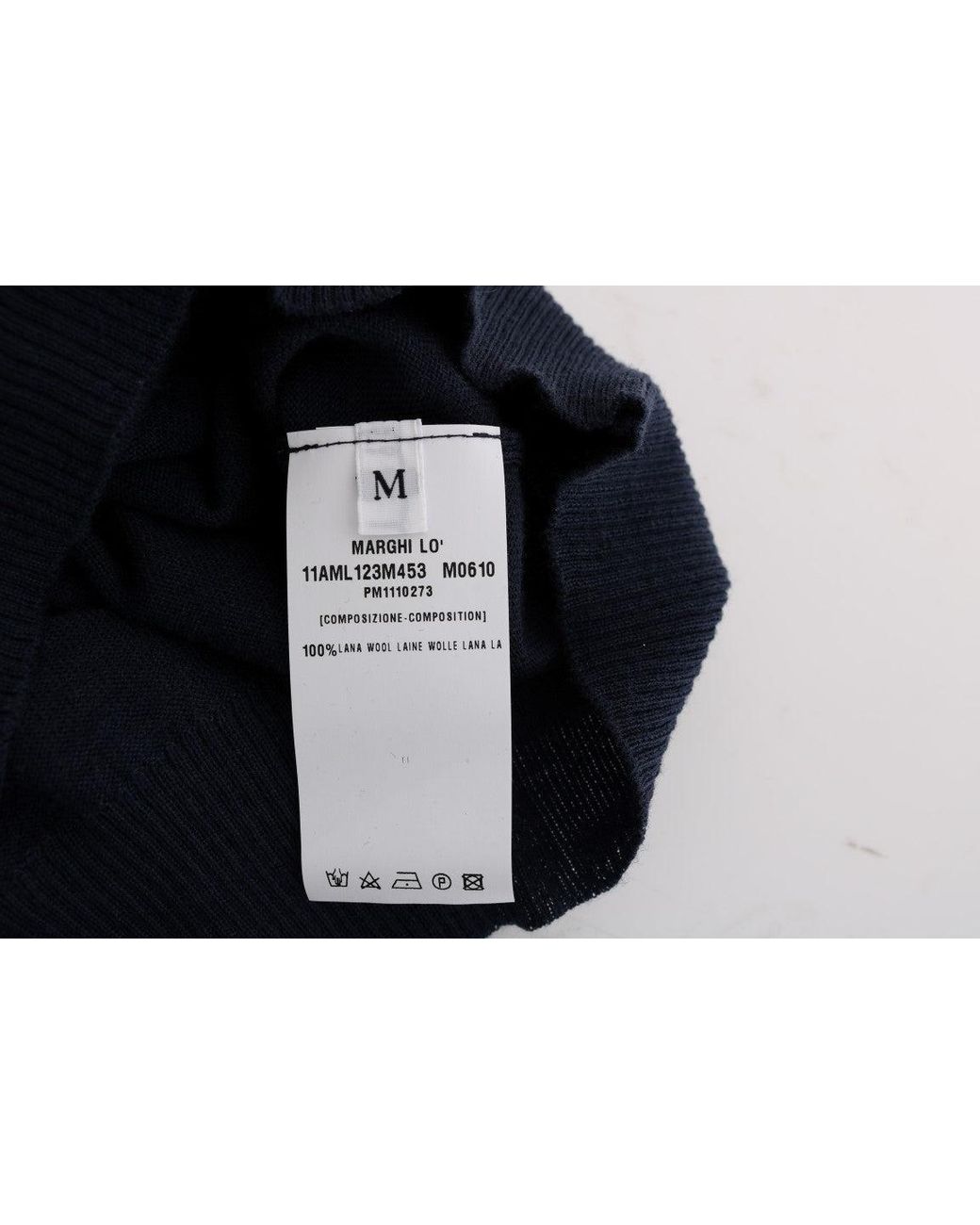 Marghi Ló Black Blue 100% Lana Wool Blouse Top
