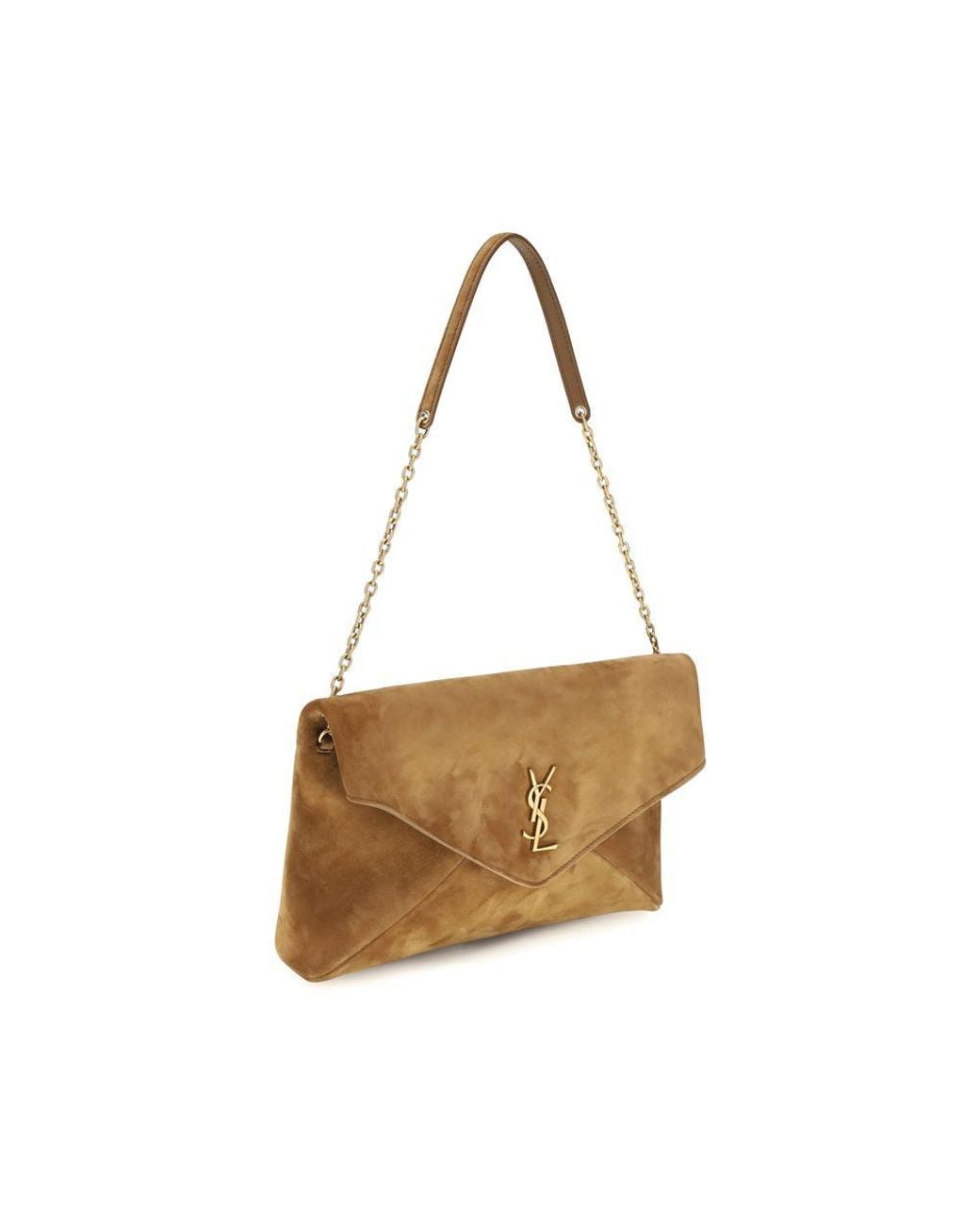 Saint Laurent Brown Beige Suede Leather Shoulder Bag