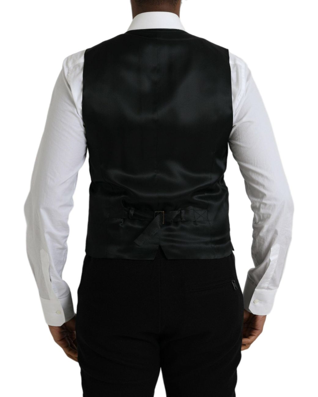 Dolce & Gabbana Black Wool Formal Dress Waistcoat Vest for men