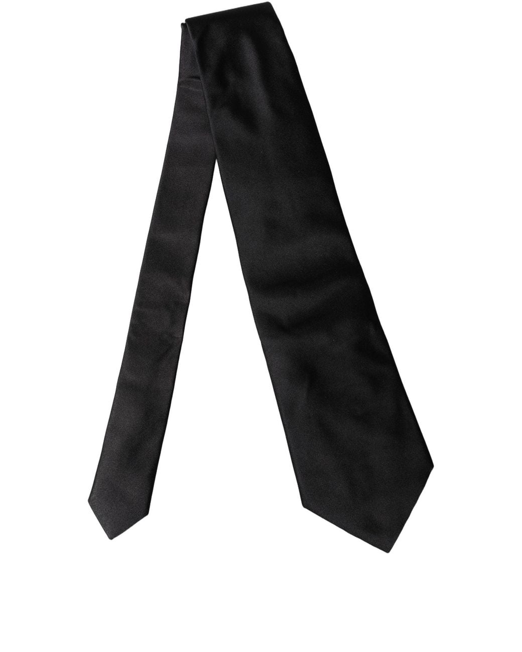 Dolce & Gabbana Black Solid Satin Silk Adjustable Neckwomen's Tie