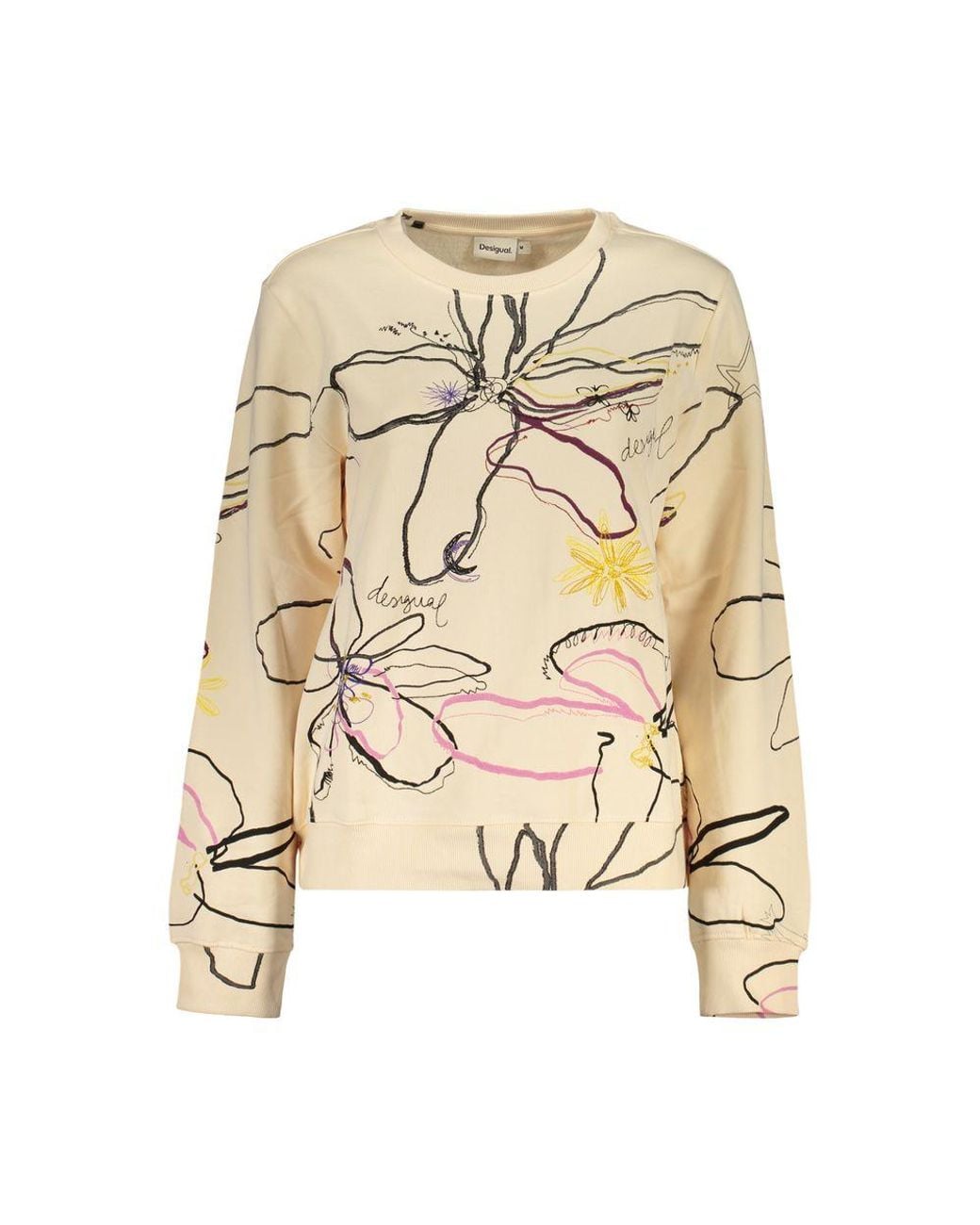 Desigual Natural Pink Cotton Sweatshirt