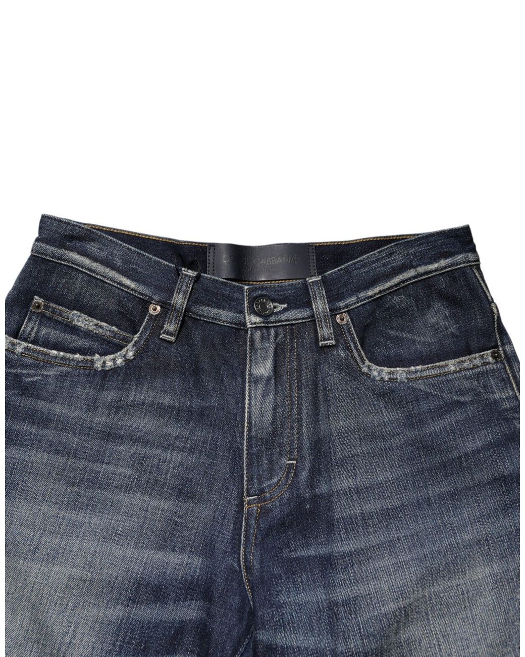 Dolce & Gabbana Gray Cotton Distressed Denim Bermuda Shorts for men