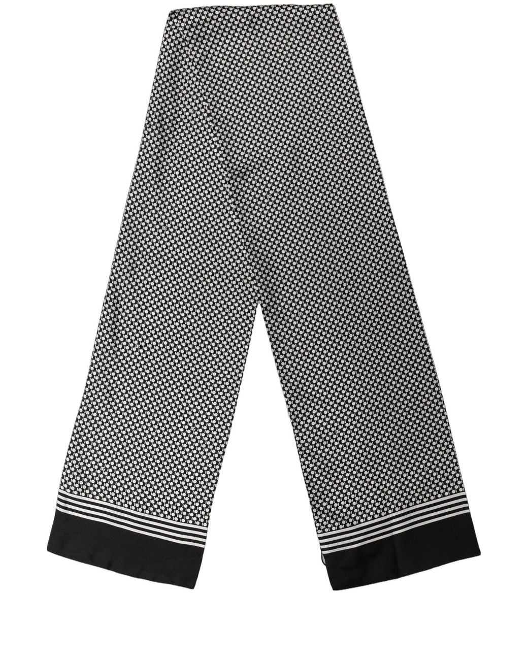 Dolce & Gabbana Black White Geometric Silk Neck Shawl Scarf for men
