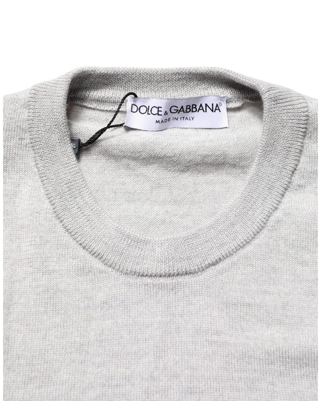 Dolce & Gabbana Gray Long Sleeves Crew Neck Pullover Sweater for men