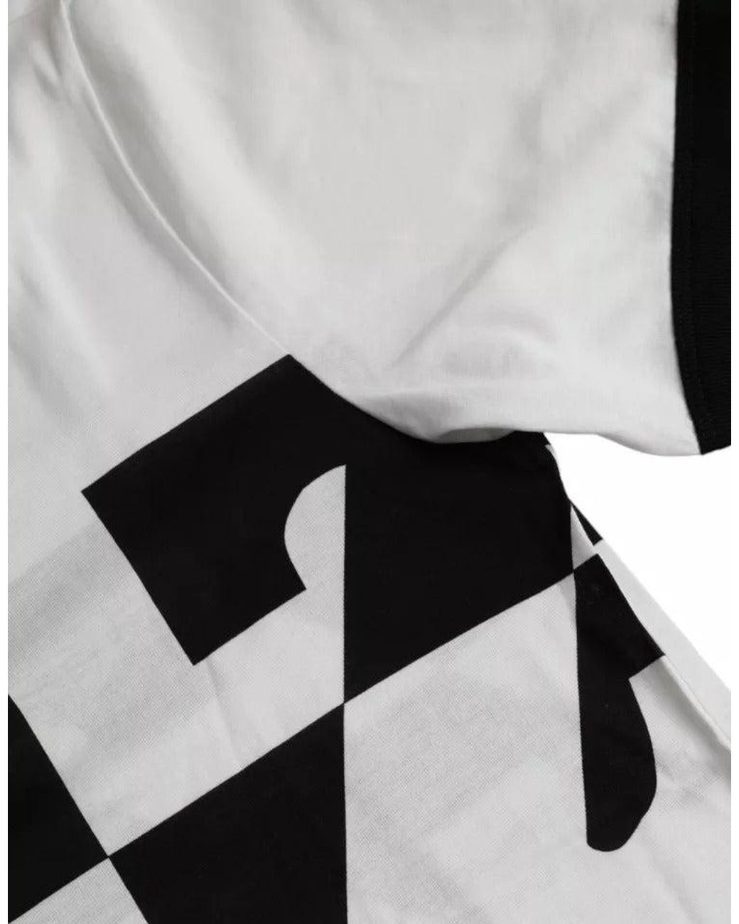 Dolce & Gabbana Black White Jazz Print Cotton Short Sleeves T for men