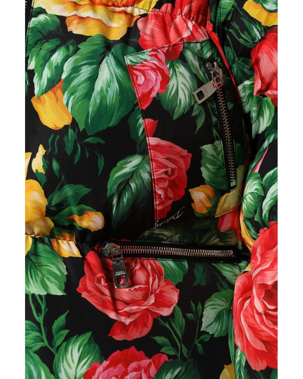 Dolce & Gabbana Multicolor Floral Puffer Hooded Jacket for men