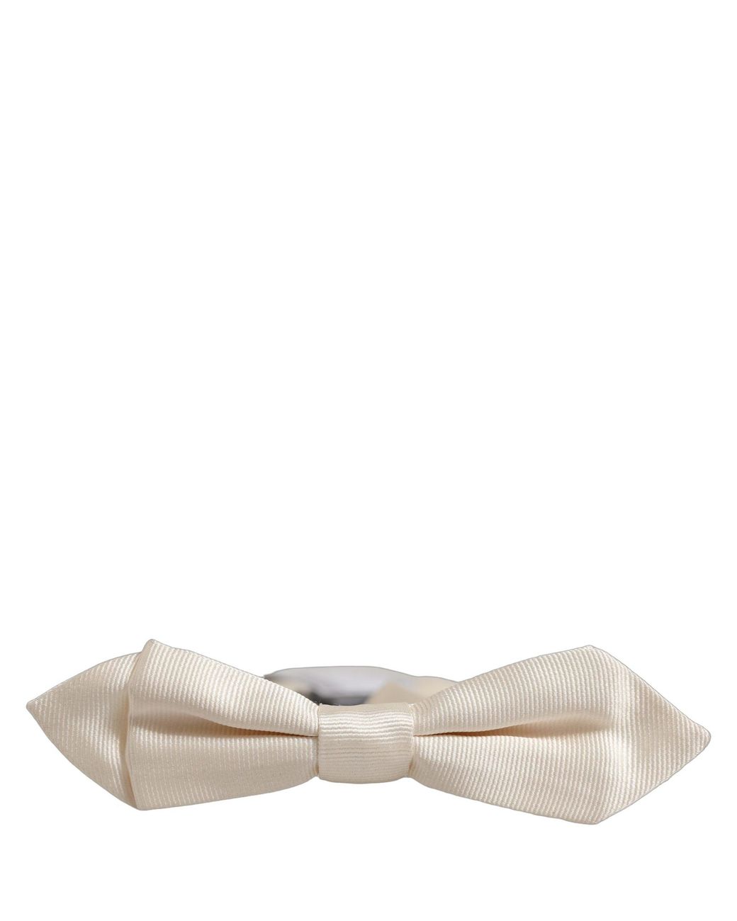 Dolce & Gabbana White Silk Adjustable Neck Papillon Bow Tie for men