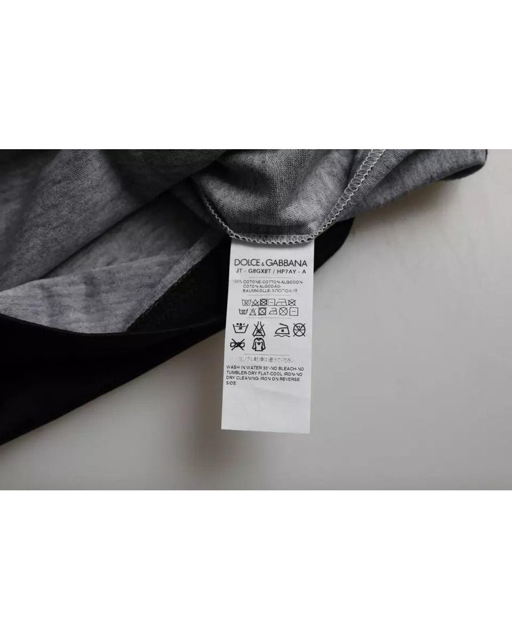 Dolce & Gabbana Black White Jazz Print Cotton Short Sleeves T for men