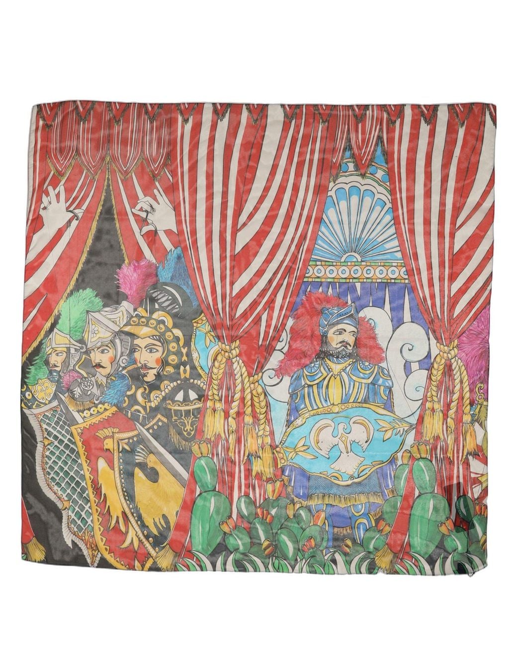 Dolce & Gabbana Red Multicolor Silk Printed Square Foulard Scarf